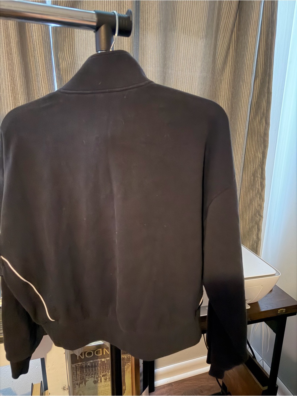 Athleta Black Quarter-Zip Sweater with White Piping - Picture 3 of 3
